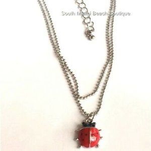 Silver Red Ladybug Anklet 8-10" Bracelet Enamel